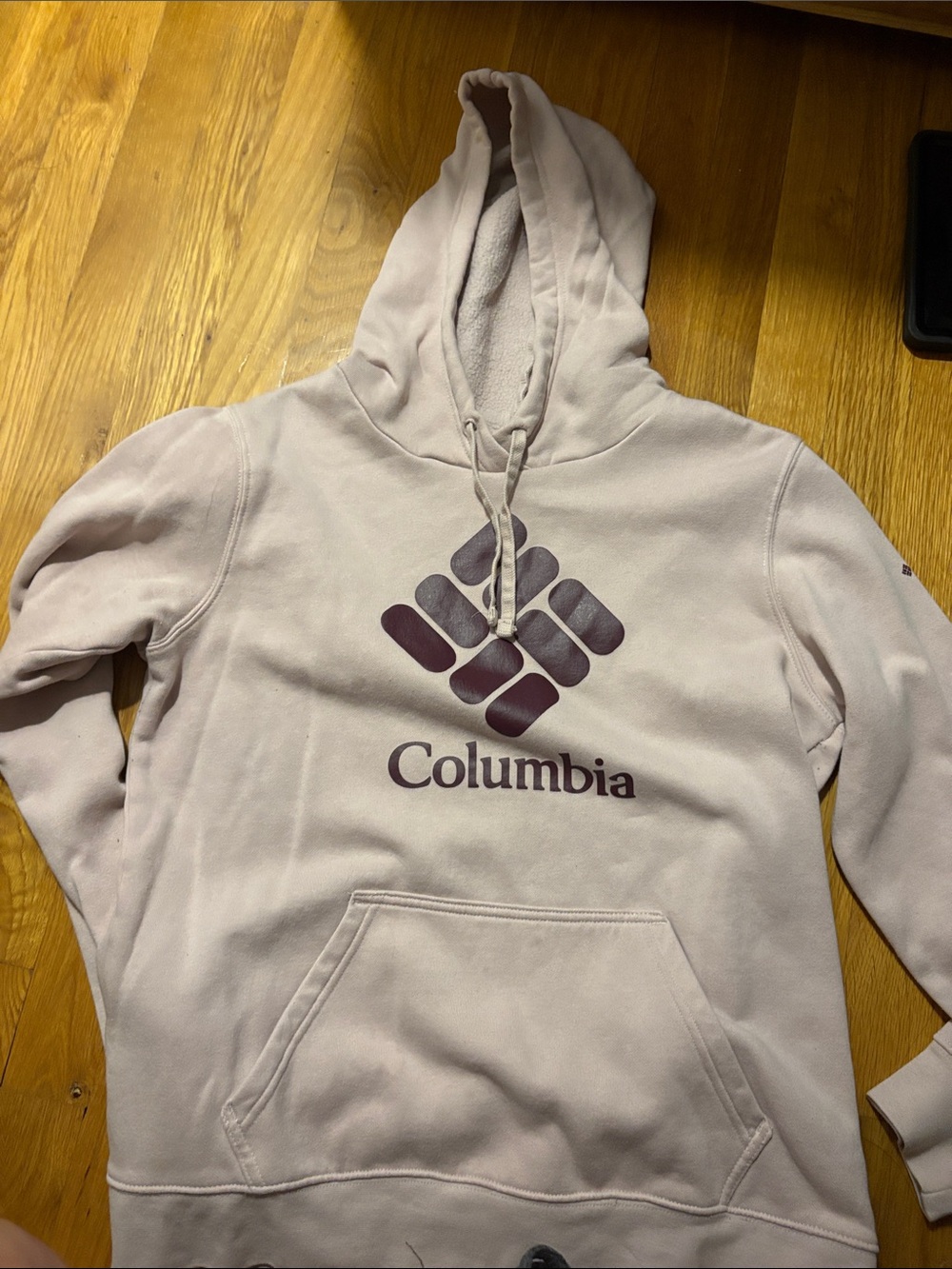 Columbia Light Mauve Hoodie with Plum Logo